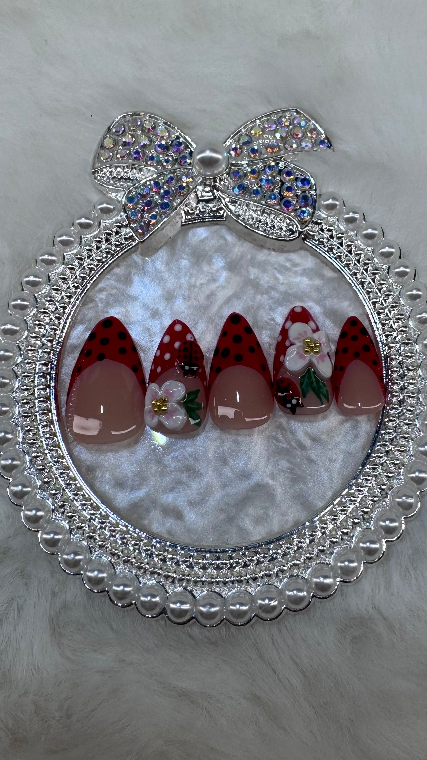 Ladybug Garden French Tip Press-On Nails
