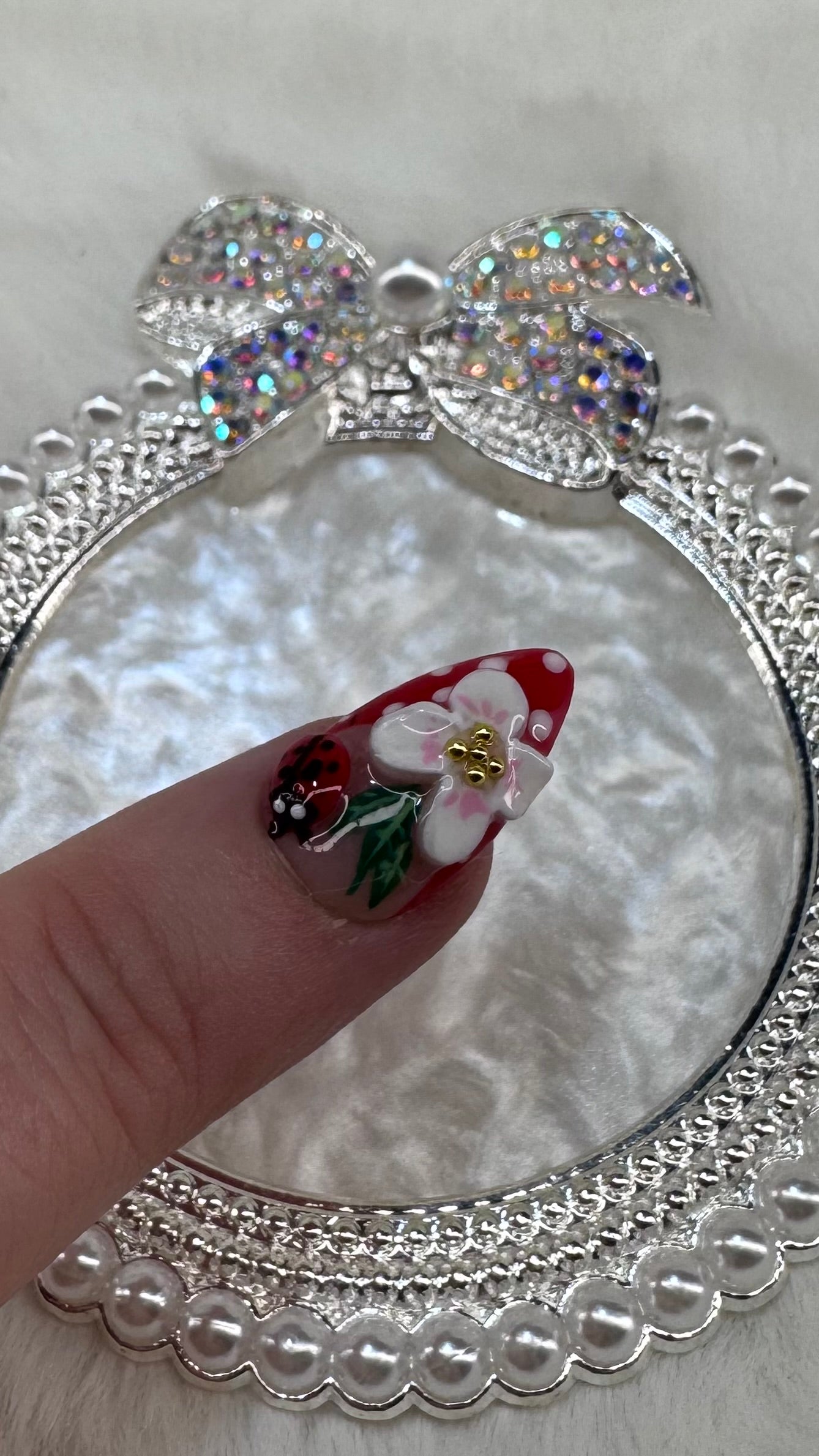 Ladybug Garden French Tip Press-On Nails