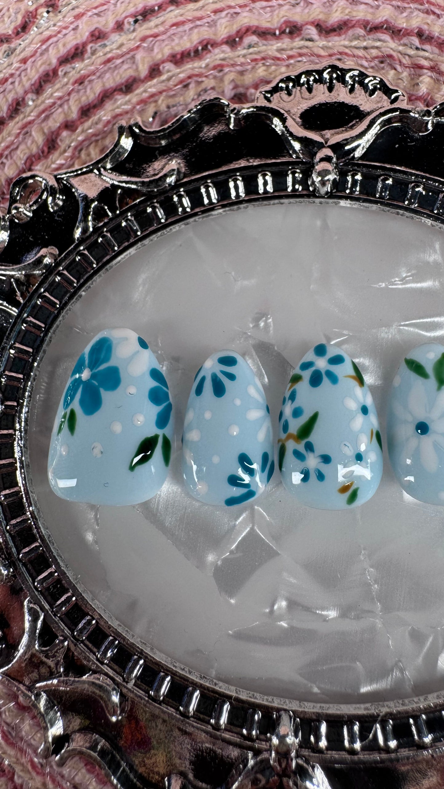 Blue Meadow Bloom Press-On Nails