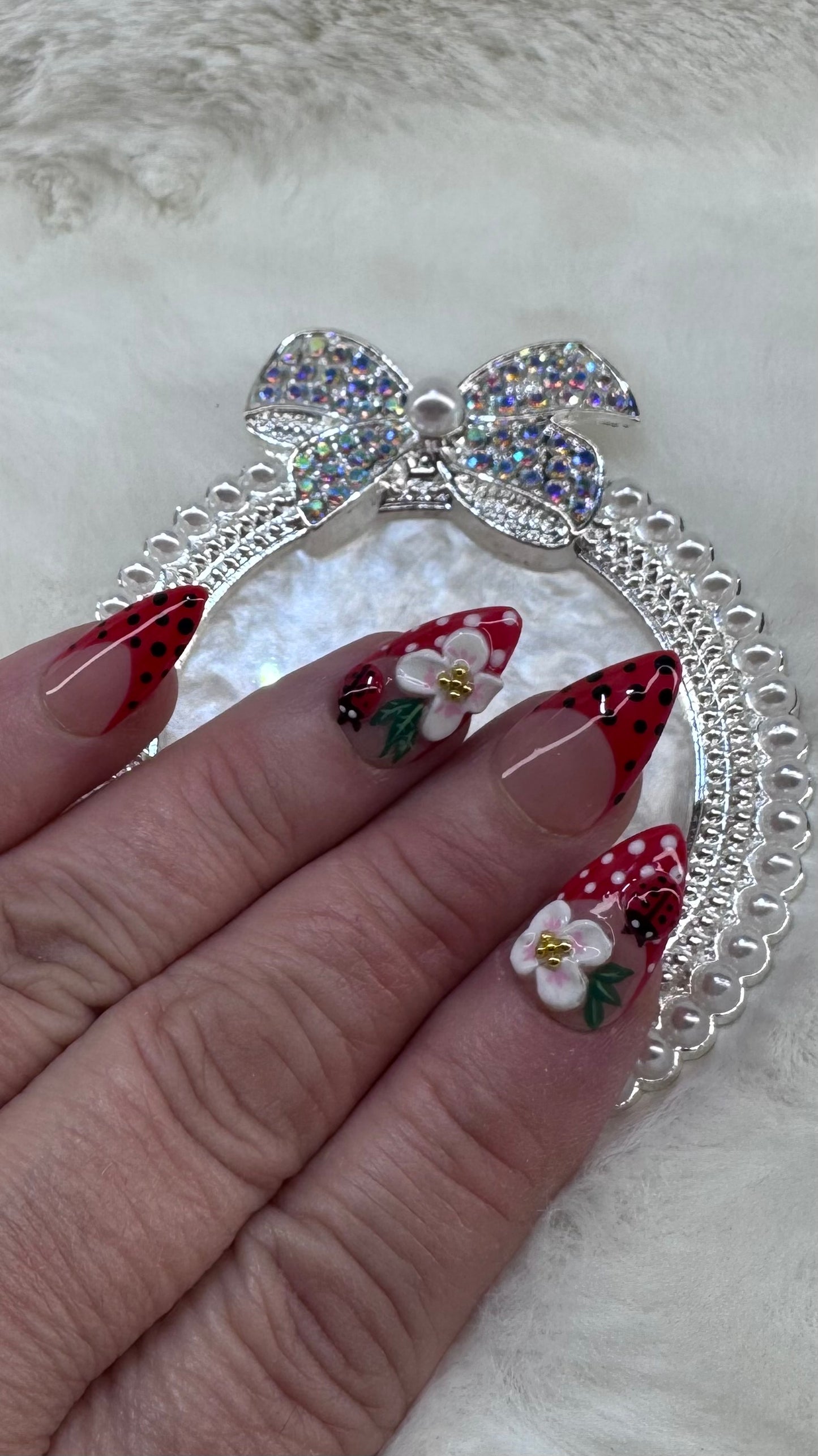 Ladybug Garden French Tip Press-On Nails