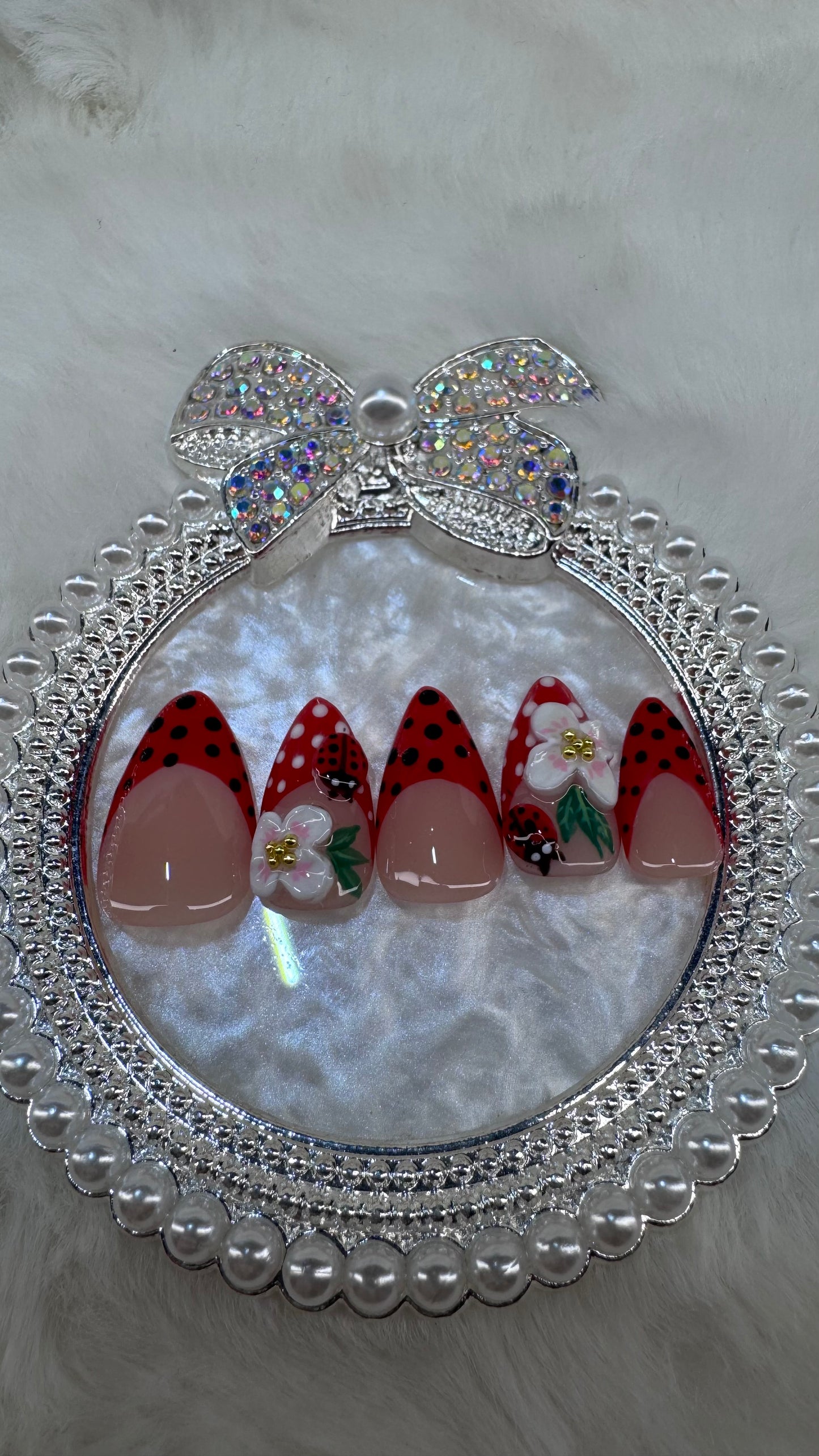 Ladybug Garden French Tip Press-On Nails